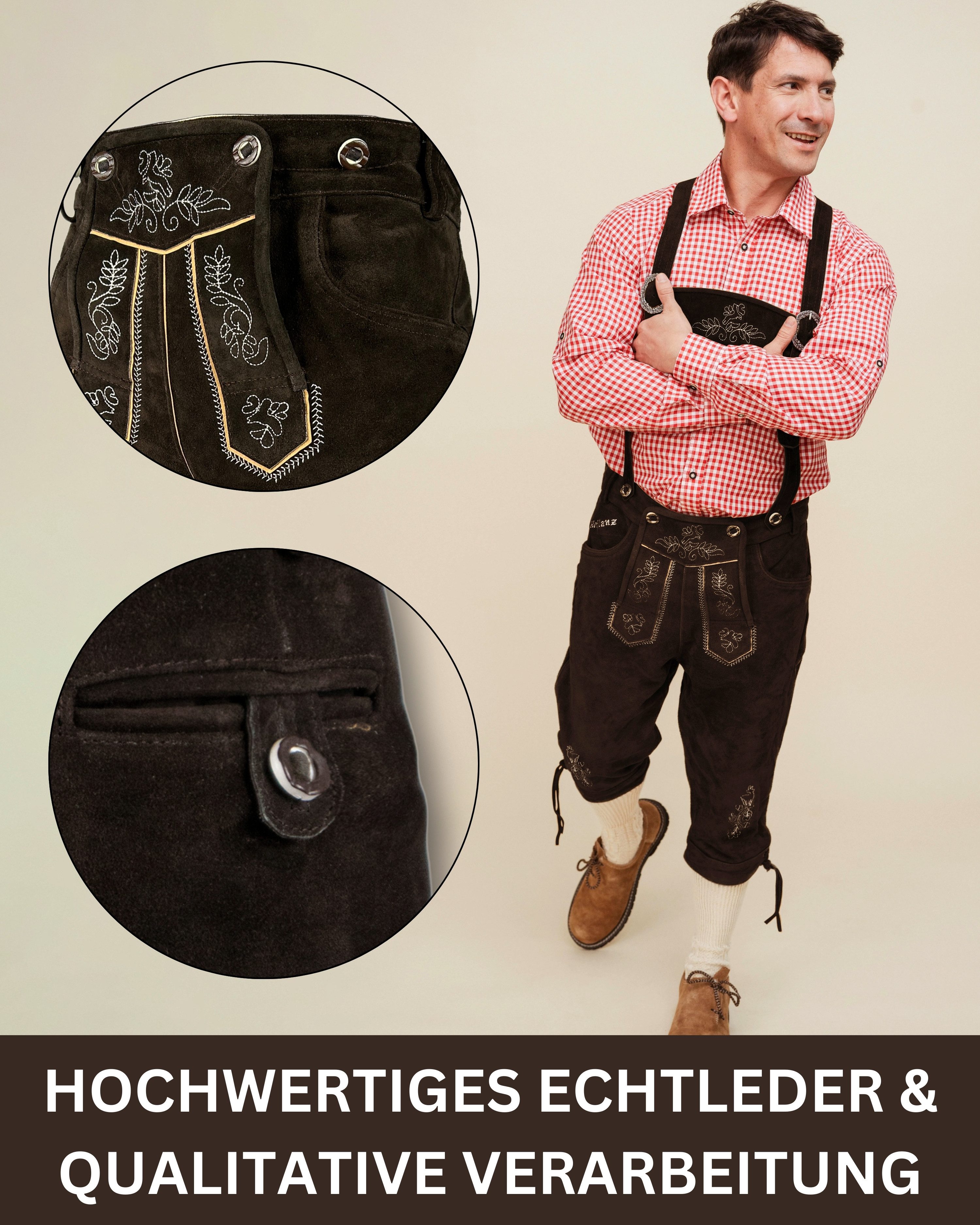 HOFGLANZ Trachtenlederhose Herren traditionelle Lederhose lang günstig online kaufen