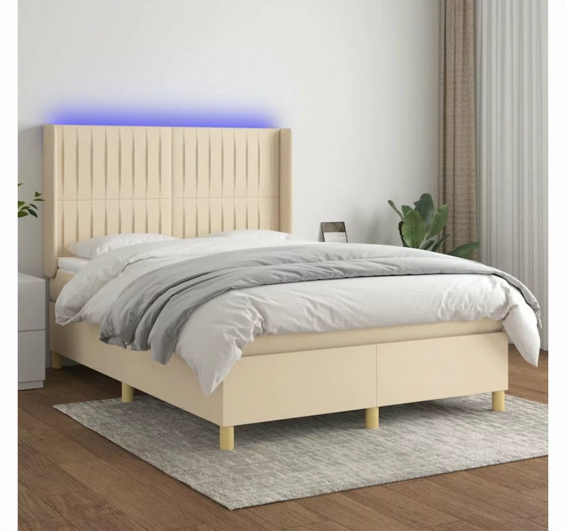 vidaXL Boxspringbett Bett Boxspringbett mit Matratze und LED Stoff (140 x 1 günstig online kaufen