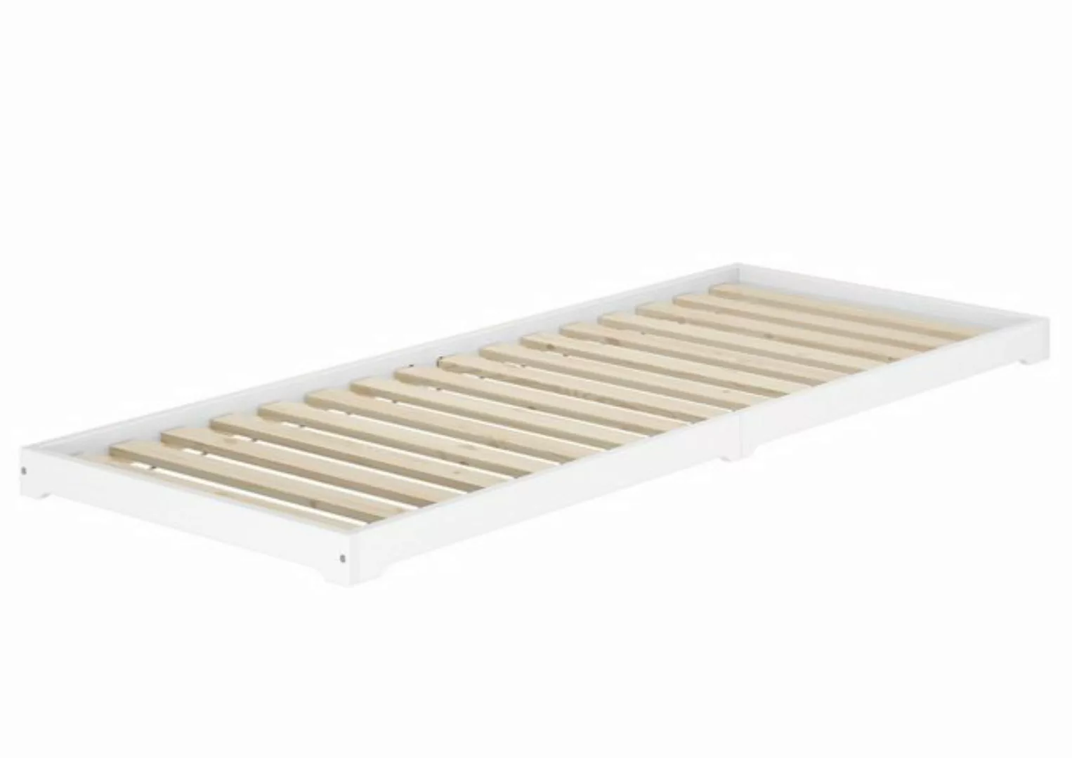 ERST-HOLZ Einzelbett Niedriges Einzelbett Kiefer weiß Massivholz 90x200 Hol günstig online kaufen