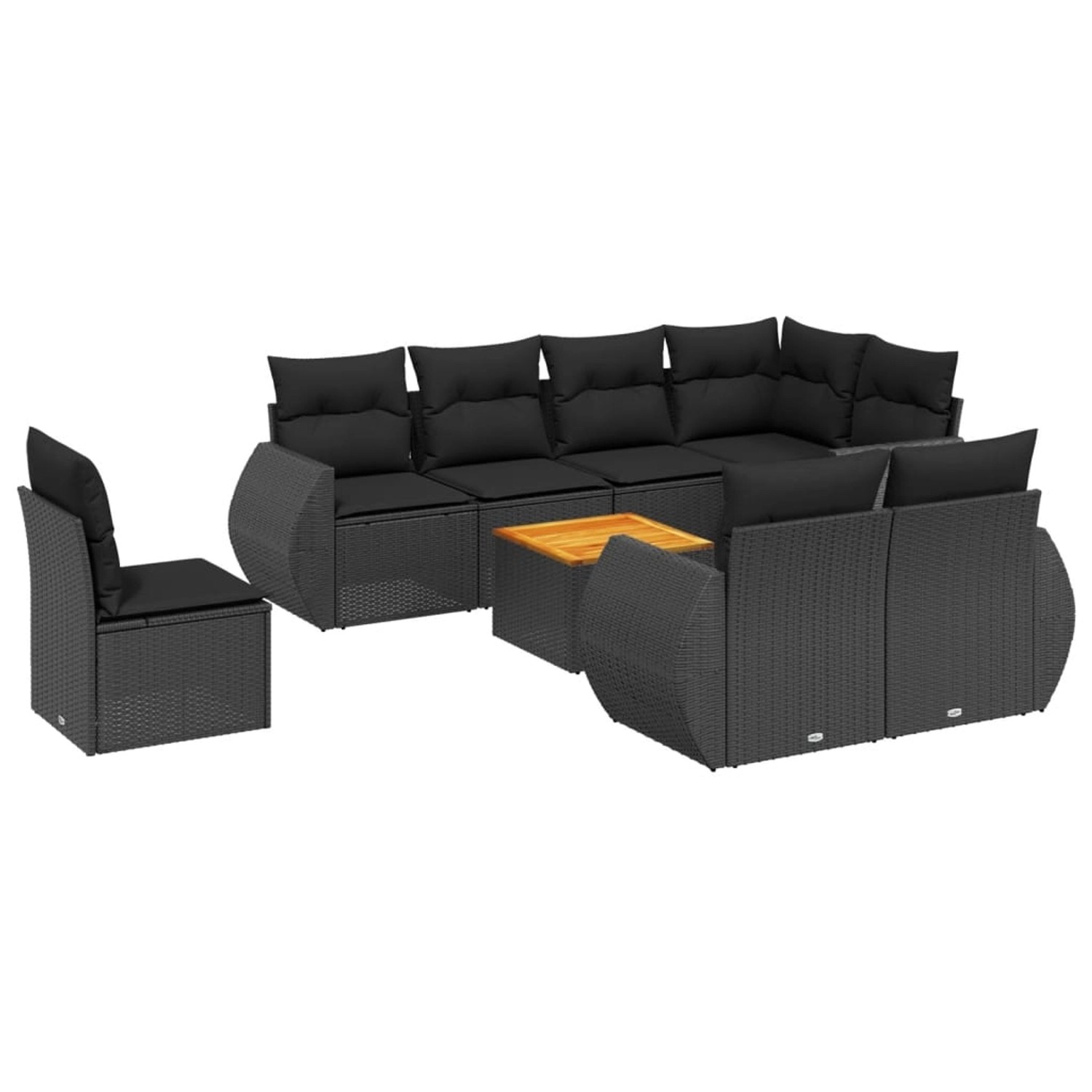 vidaXL 9-tlg Garten-Sofagarnitur mit Kissen Schwarz Poly Rattan Modell 103 günstig online kaufen