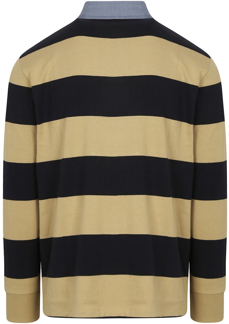 Gant Heavy Rugger Shield Langarm Poloshirt Streifen Navy Beige - Größe L günstig online kaufen