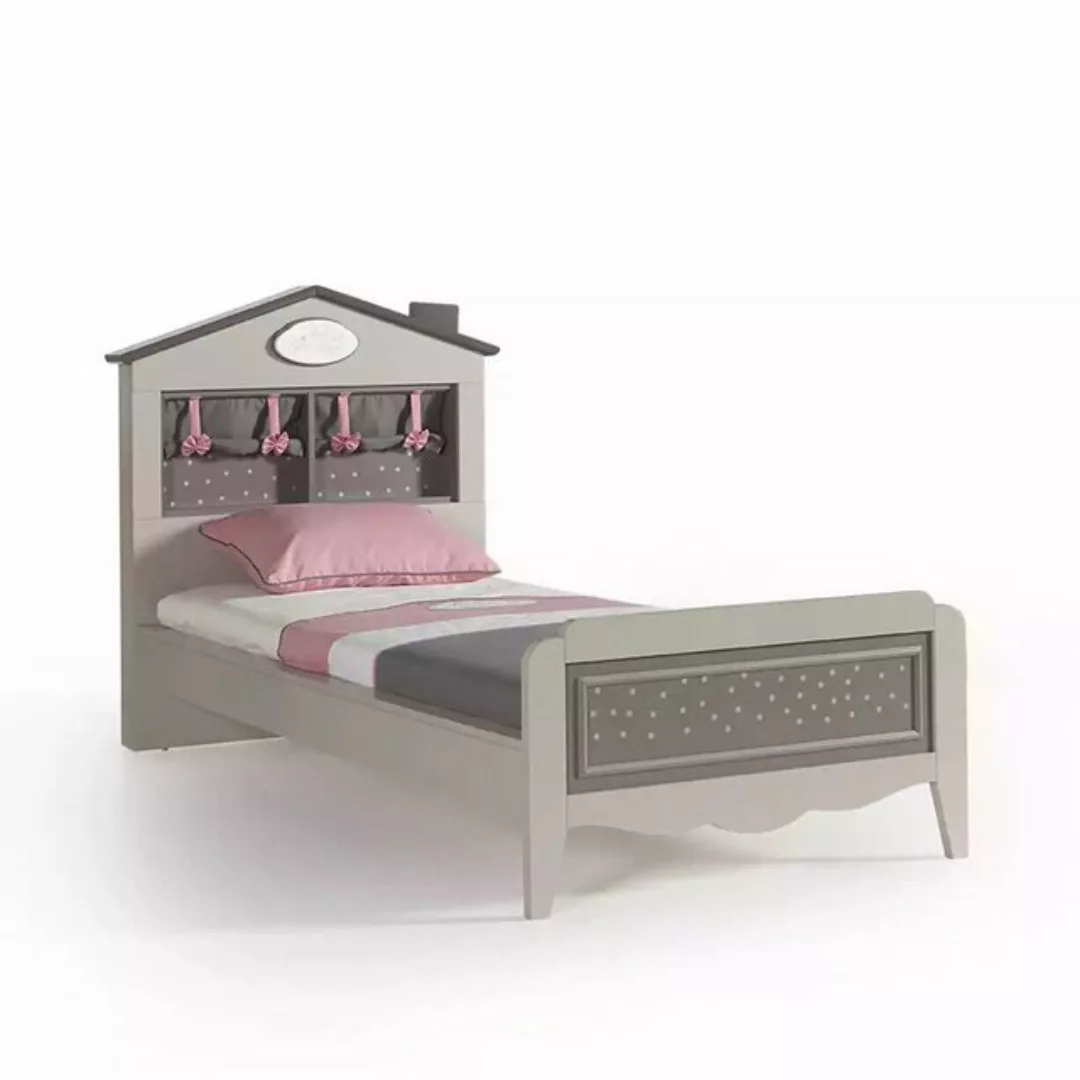 JVmoebel Bett Grau Bett 120 cm Holzmöbel Design Mädchenbett Kinderbett Holz günstig online kaufen