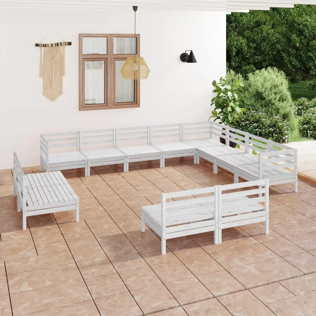 12-tlg. Garten-lounge-set Massivholz Kiefer Weiß günstig online kaufen