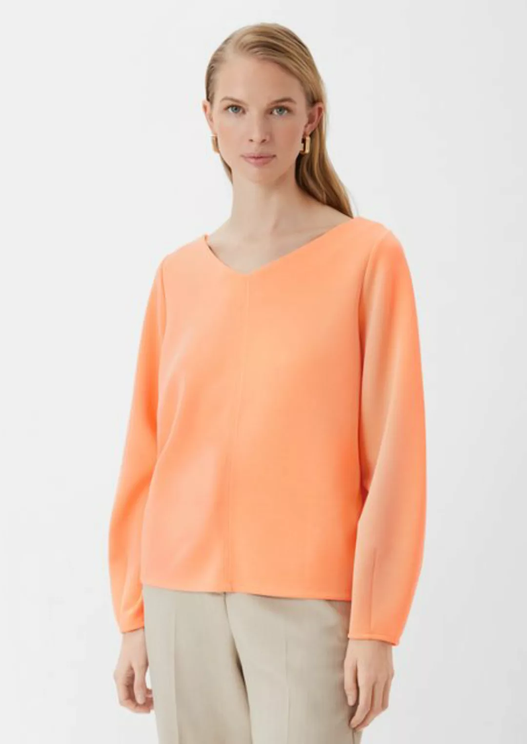 Comma Sweatshirt Langarmshirt aus weichem Scuba Stickerei, Ziernaht günstig online kaufen