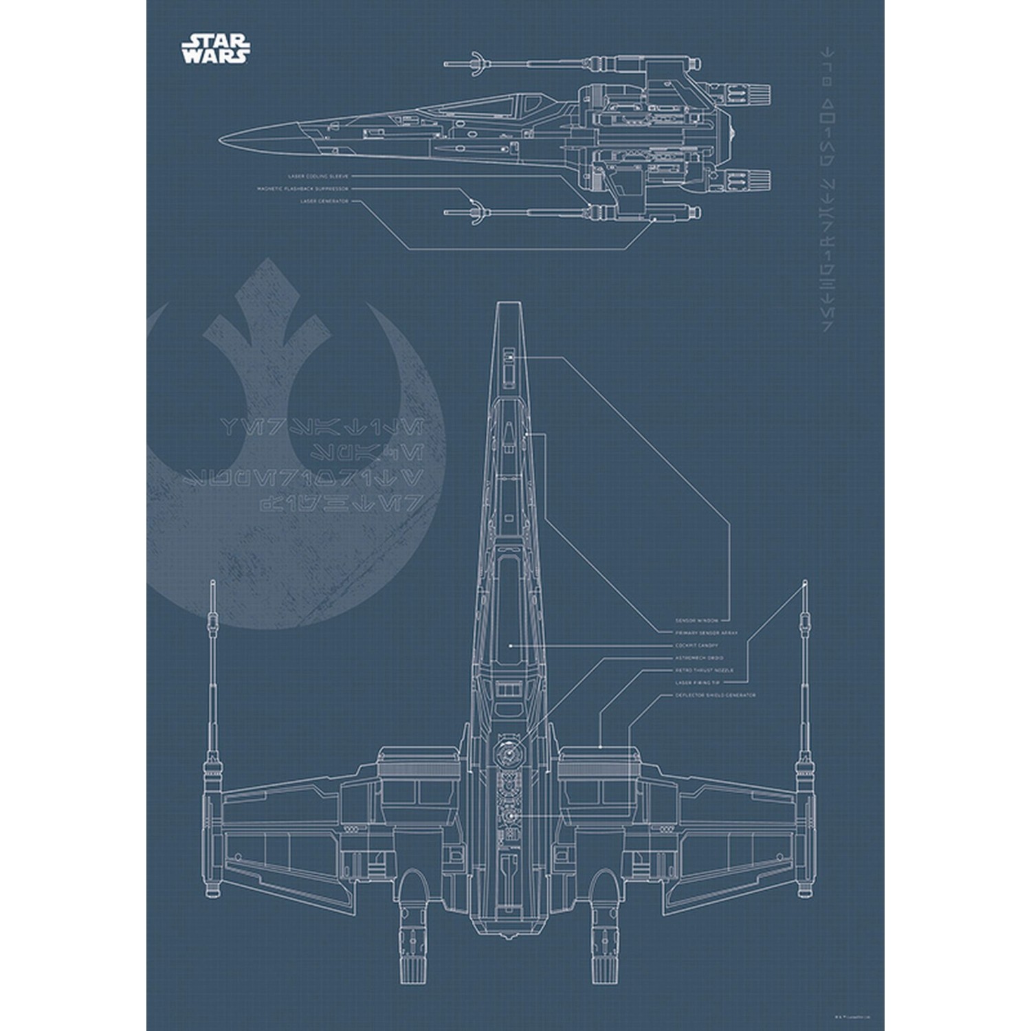 Disney Poster Star Wars X-Wing Dunkelblau 50 x 70 cm 610277 günstig online kaufen