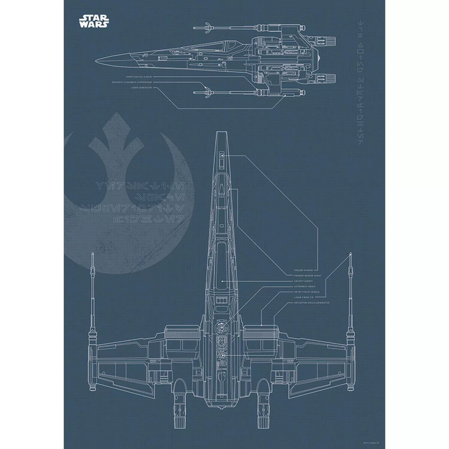 Disney Poster Star Wars X-Wing Dunkelblau 50 x 70 cm 610277 günstig online kaufen