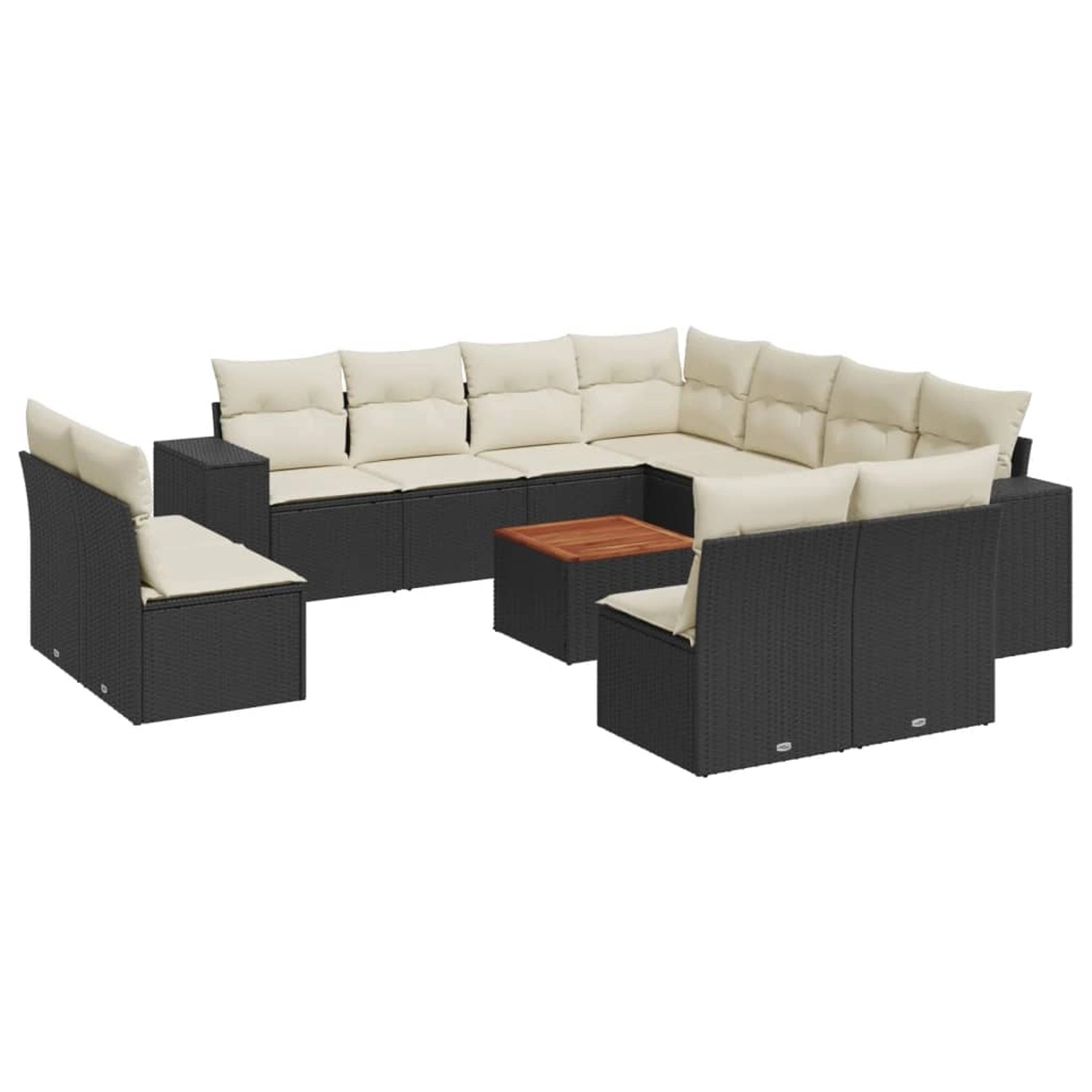 vidaXL 12-tlg Garten-Sofagarnitur mit Kissen Schwarz Poly Rattan Modell 72 günstig online kaufen