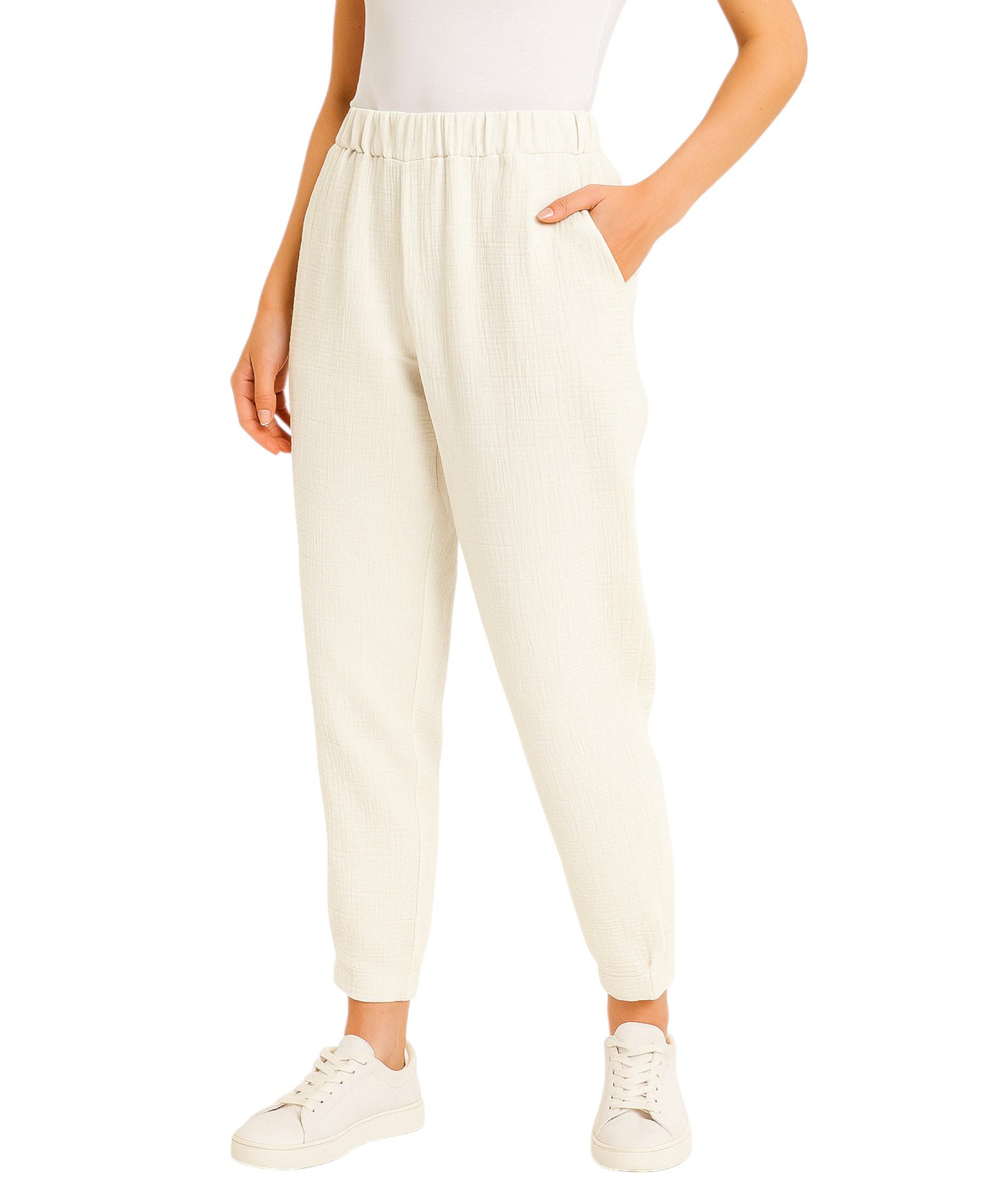 fashionshowcase Stoffhose Damen Musselin Stoffhose 100% günstig online kaufen