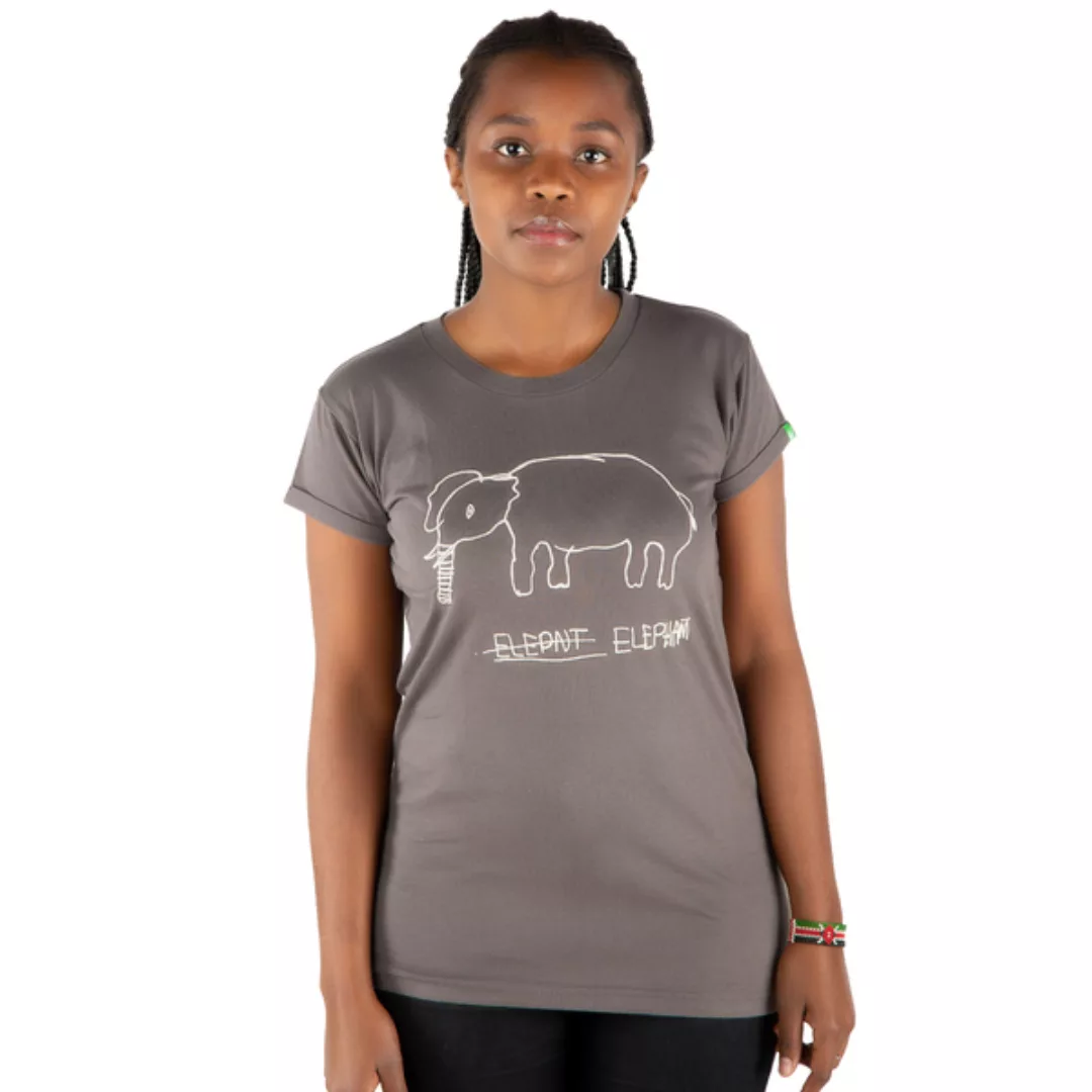 Damen T-shirt Aus Bio-baumwolle „Elephant“ Dunkelgrau günstig online kaufen