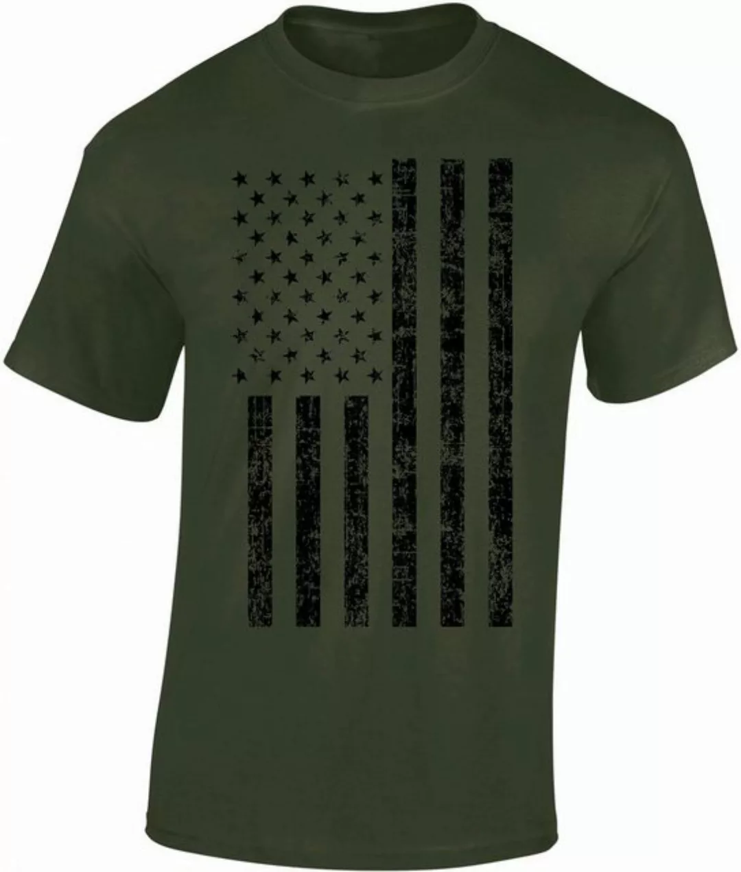 Baddery Print-Shirt USA Flagge Shirt: "Black Stars and Stripes" - US Army T günstig online kaufen