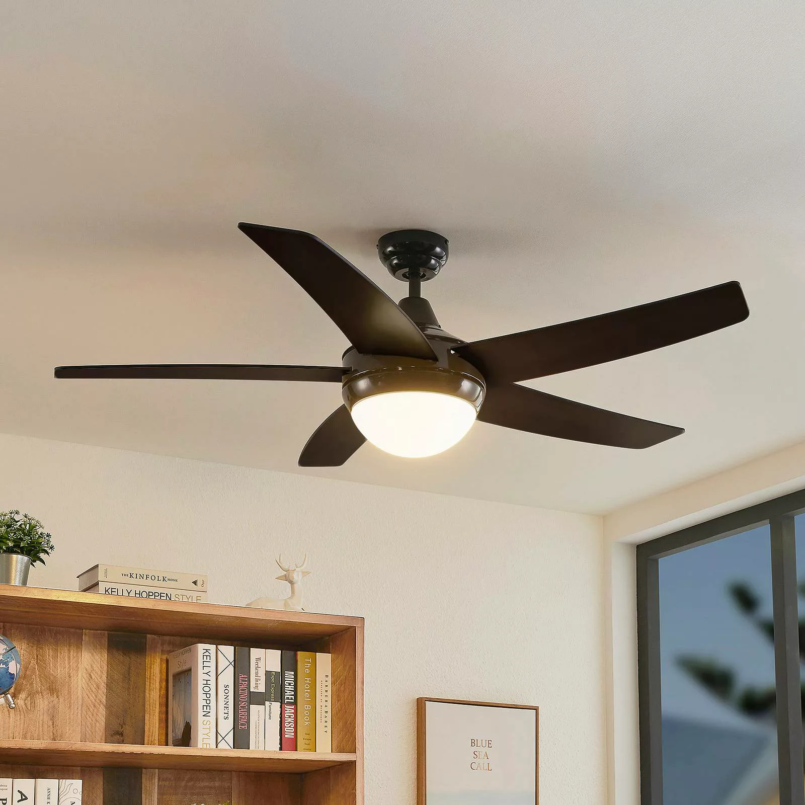 Lindby Deckenventilator mit Licht Auraya, leise, schwarz günstig online kaufen