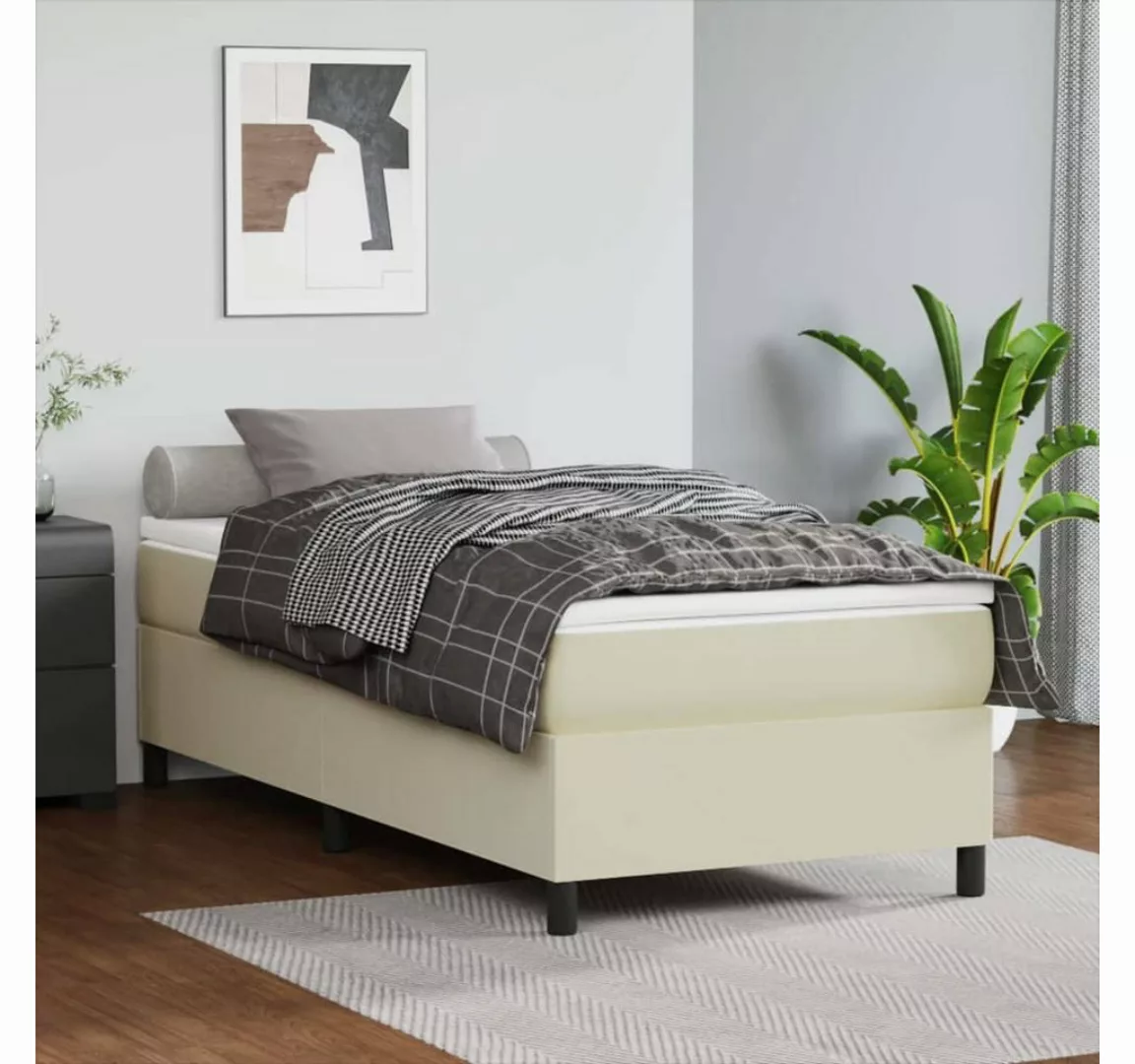 vidaXL Bett, Bettgestell Creme 100x200 cm Kunstleder günstig online kaufen