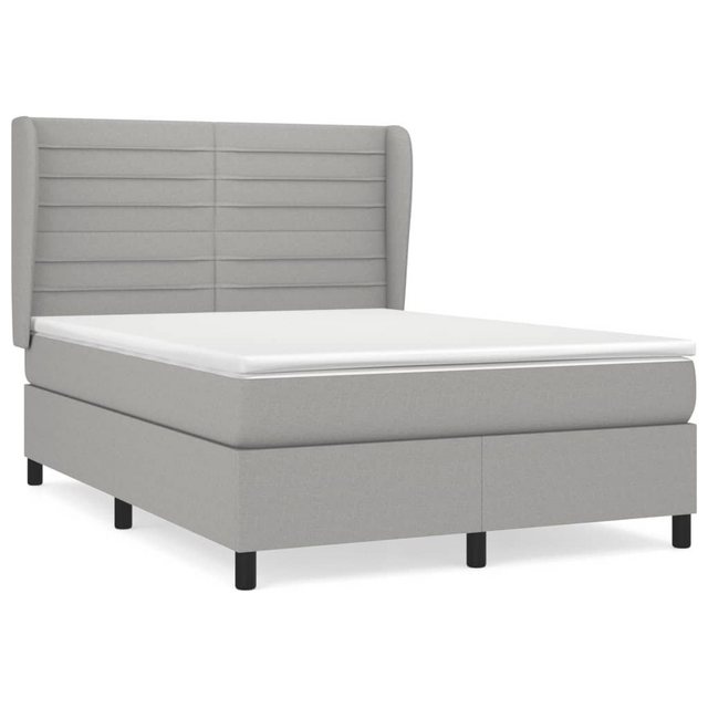 vidaXL Bettgestell Boxspringbett mit Matratze Hellgrau 140x200 cm Stoff Bet günstig online kaufen