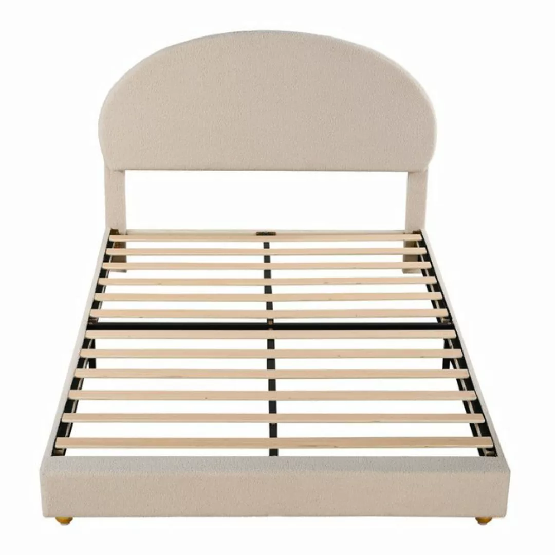 Gotagee Polsterbett Doppelbett Mit Lattenrost 140x200cm Beige Teddy samt günstig online kaufen