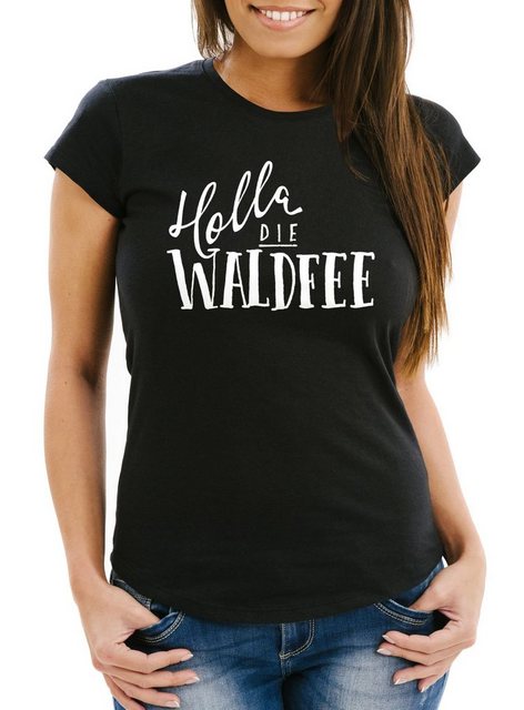 MoonWorks Print-Shirt Damen T-Shirt mit Spruch - Holla die Waldfee - Sprüch günstig online kaufen