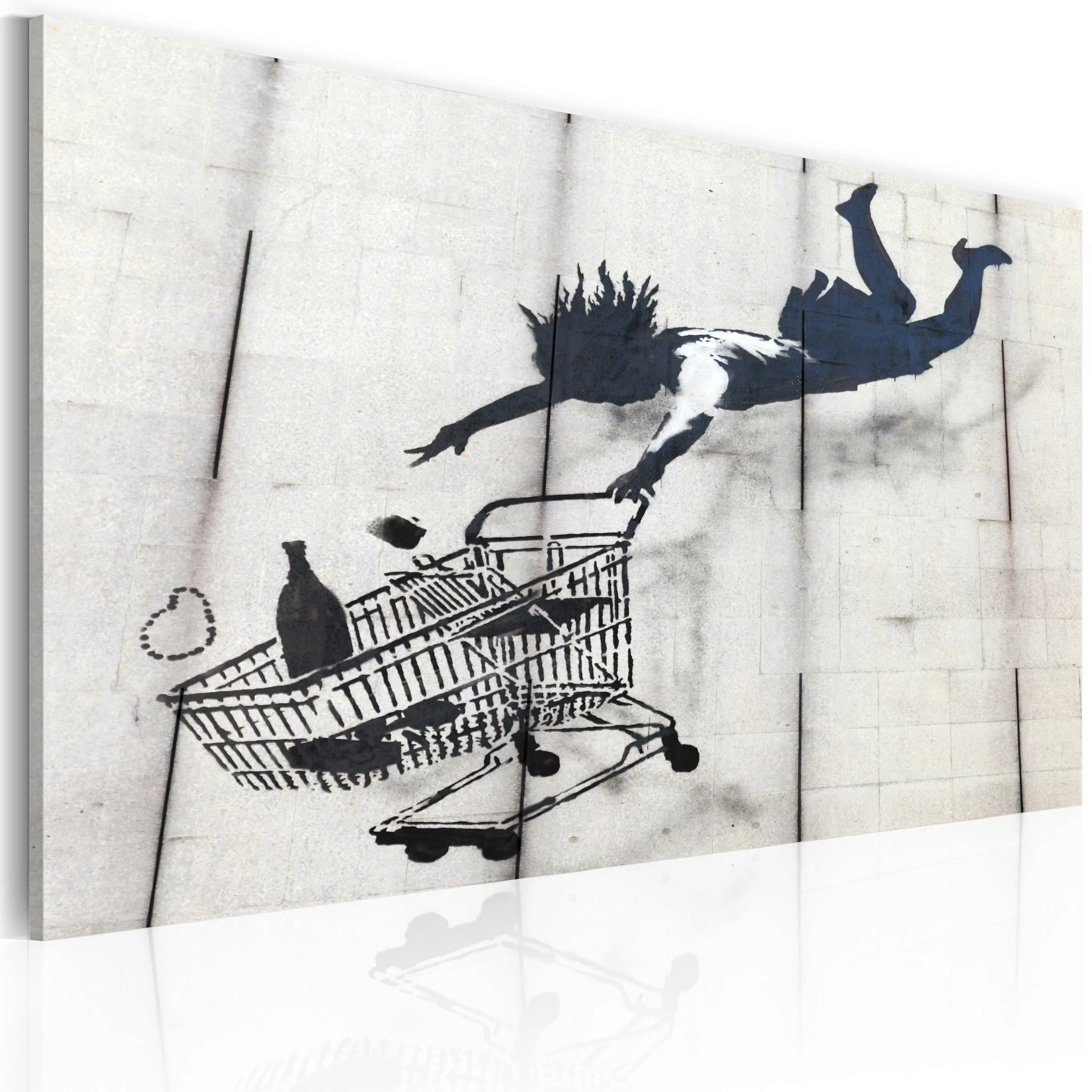 Wandbild - Frau Mit Einkaufswagen (banksy) günstig online kaufen