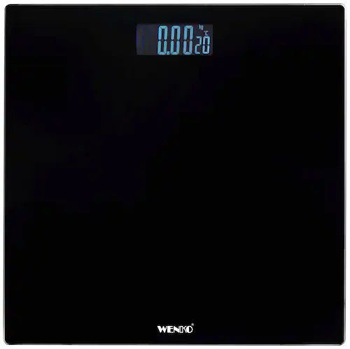 Wenko Personenwaage LCD Schwarz Glas 28 x 2.2 x 28 cm Schwarz günstig online kaufen