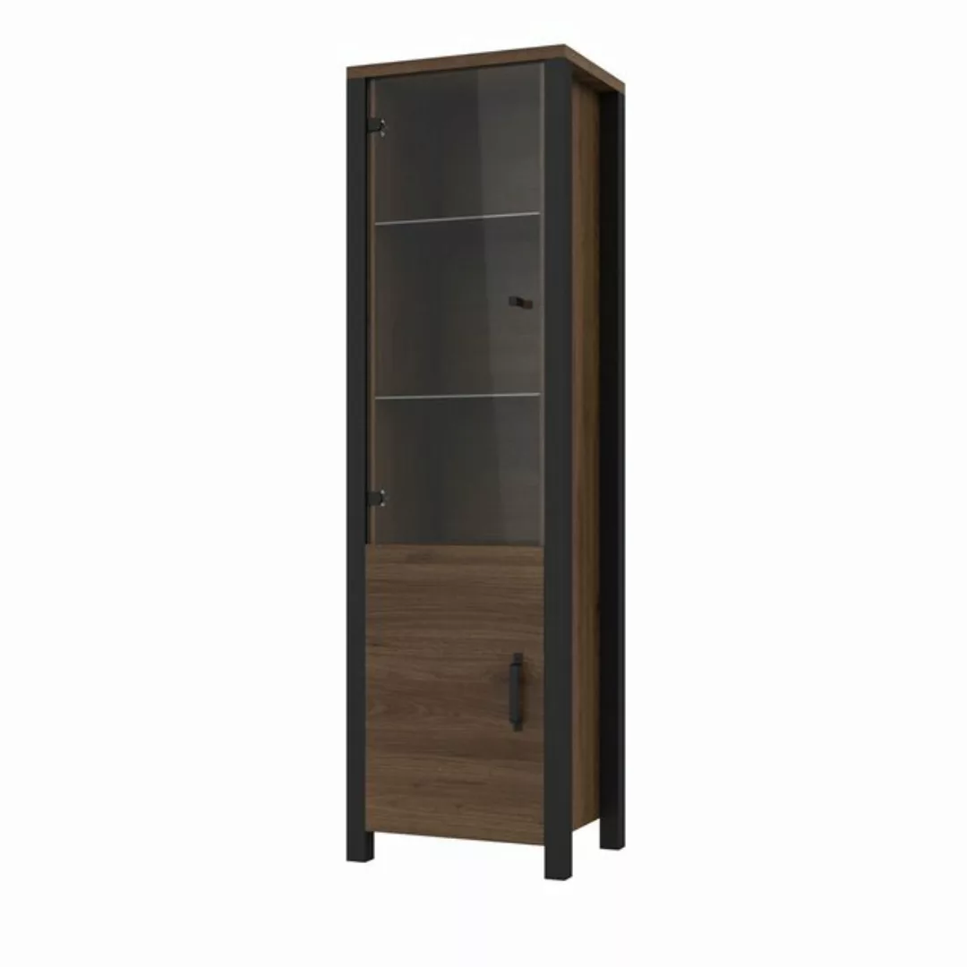 Wohn-/Esszimmer Vitrine in Okapi Walnuss Nb. mit schwarz supermatt ORADEA-8 günstig online kaufen