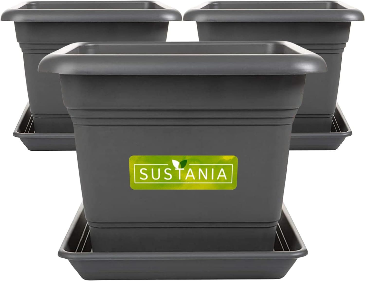 SUSTANIA Pflanzkübel Pflanzkübel Eckig 28x28 Anthrazit günstig online kaufen