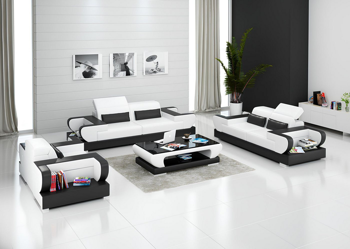 Xlmoebel Sofa Moderne Design Ledersofa Wohnlandschaft mit USB-Anschluss in günstig online kaufen