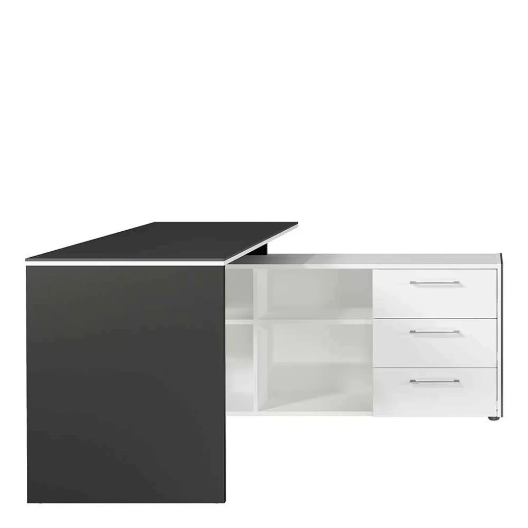 Schreibtisch mit Schrank in Weiß Dunkelgrau günstig online kaufen