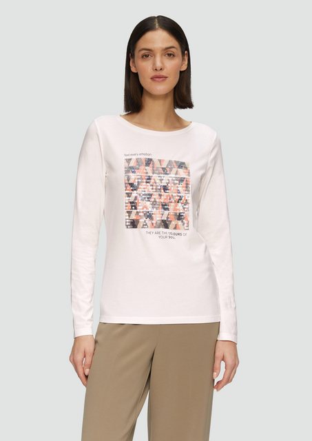 s.Oliver Langarmshirt Langarmshirt mit Frontprint und Pailletten Artwork günstig online kaufen