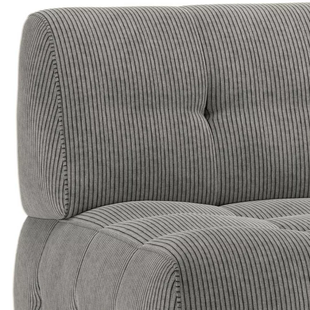 Modul Sofa Element in Graugrün Cord Vierfußgestell aus Holz günstig online kaufen