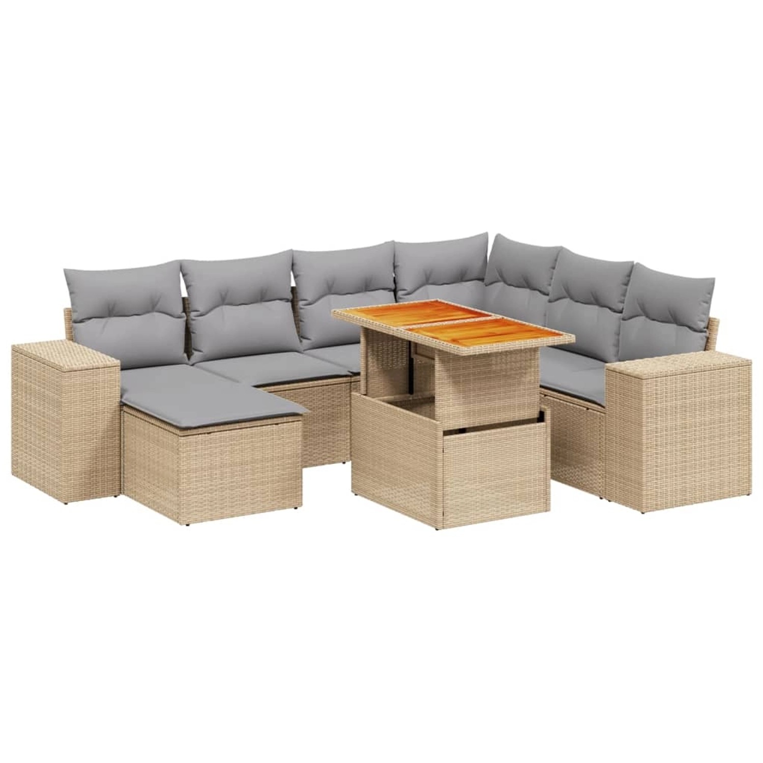 vidaXL 8-tlg Garten-Sofagarnitur mit Kissen Beige Poly Rattan Modell 354 günstig online kaufen