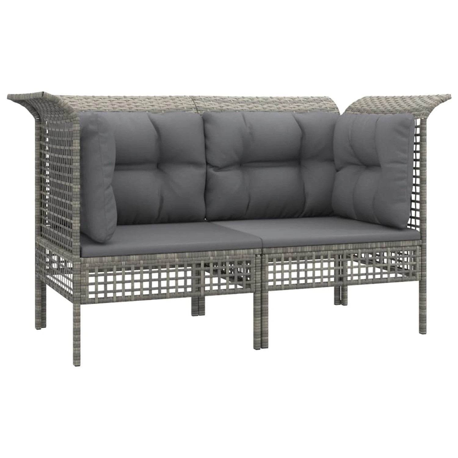 Vidaxl Garten-ecksofas Mit Kissen 2 Stk. Grau Poly Rattan günstig online kaufen