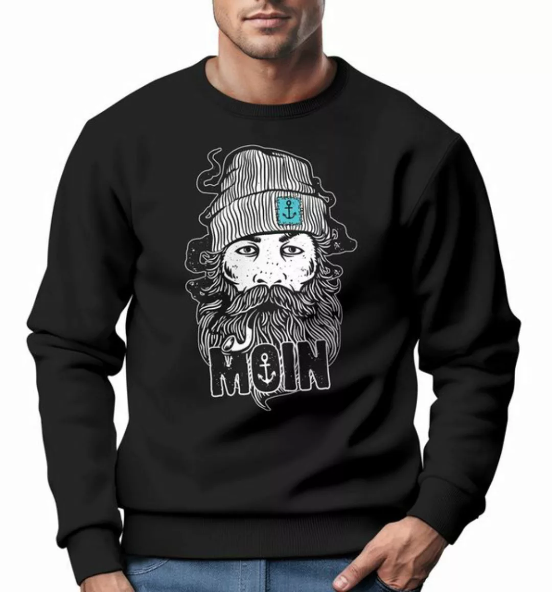 Neverless Sweatshirt Sweatshirt Herren Moin Kapitän Bart Anker Nordisch Ham günstig online kaufen