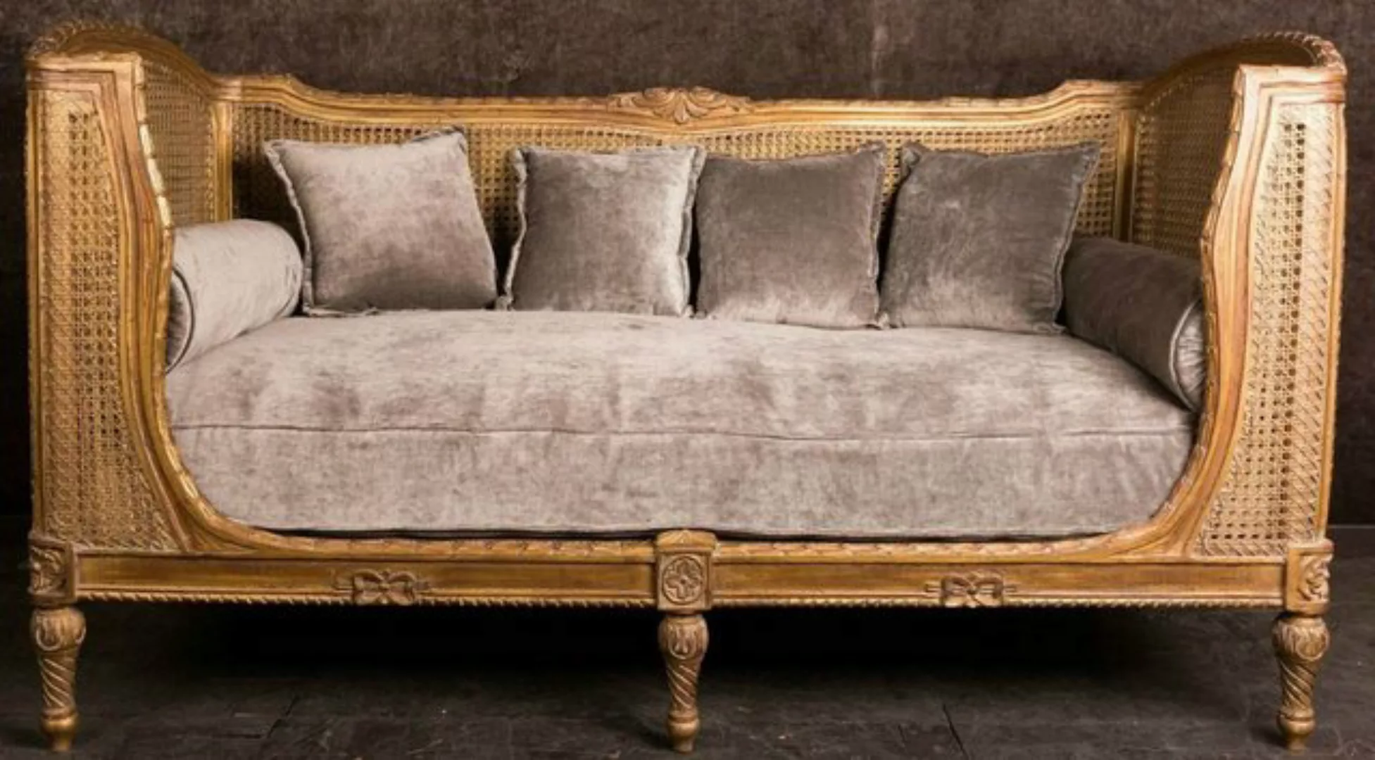 Casa Padrino Sofa Luxus Barock Sofa mit Kissen Braun / Taupe 187 x 89 x H. günstig online kaufen