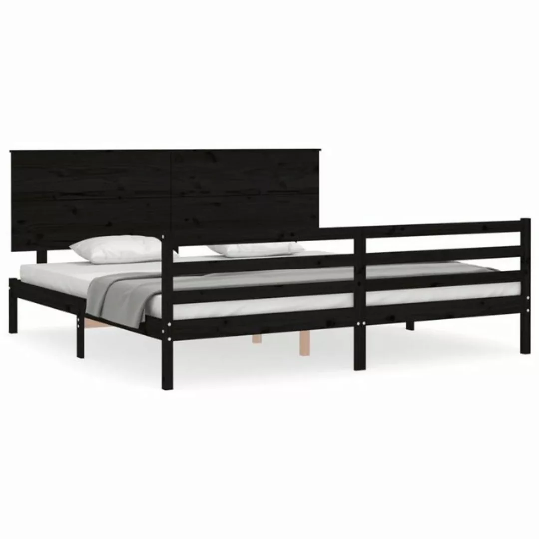 furnicato Bett Massivholzbett mit Kopfteil Schwarz 200x200 cm günstig online kaufen