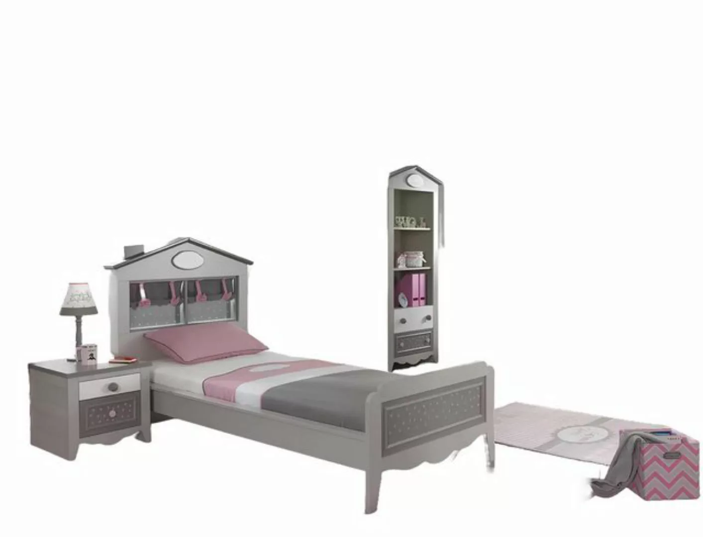 Xlmoebel Bett Luxuriöses Kinderzimmermöbel-Set in Grau mit Bett und Schreib günstig online kaufen