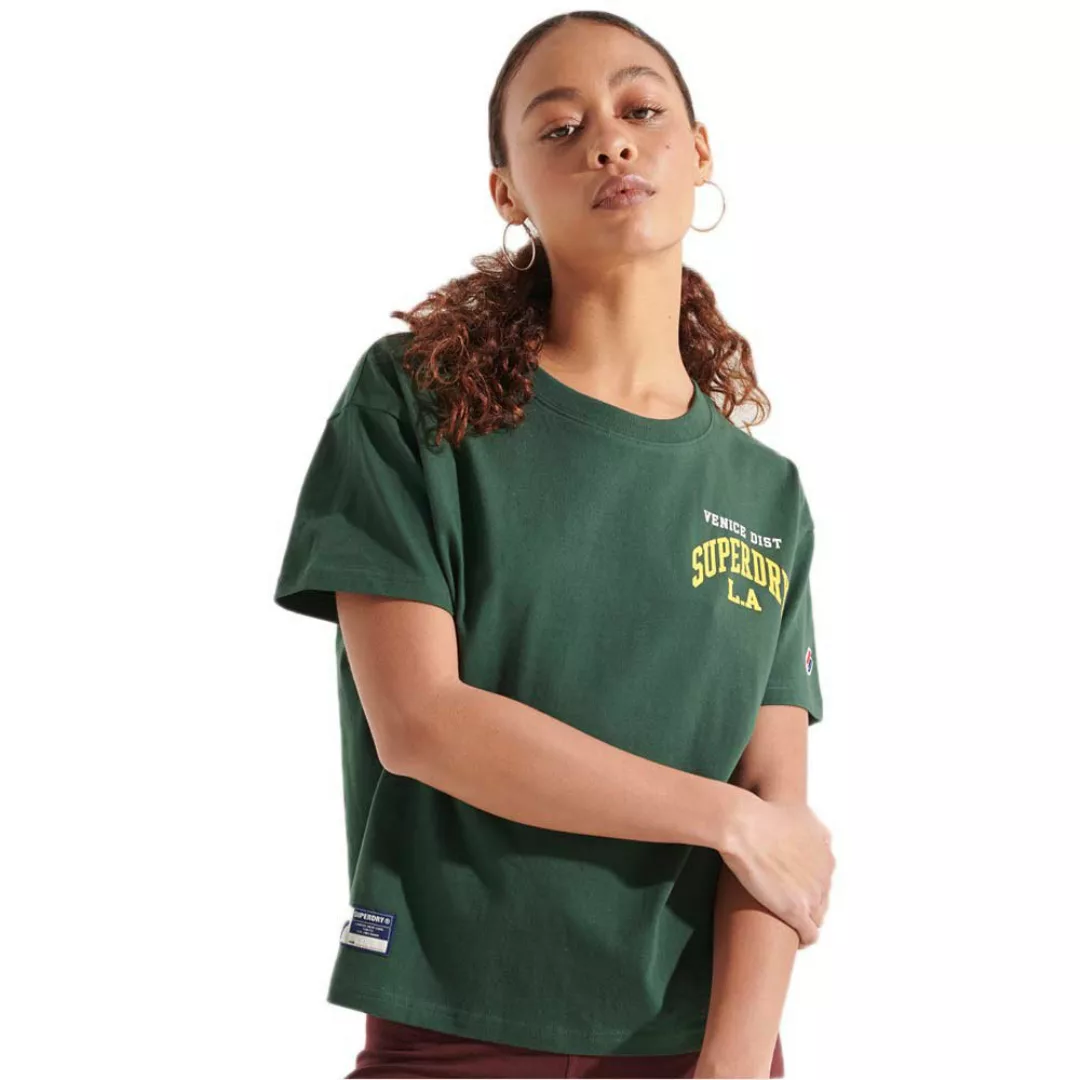Superdry Code Varsity Arch Mini Boxy Kurzarm T-shirt M Enamel Green günstig online kaufen