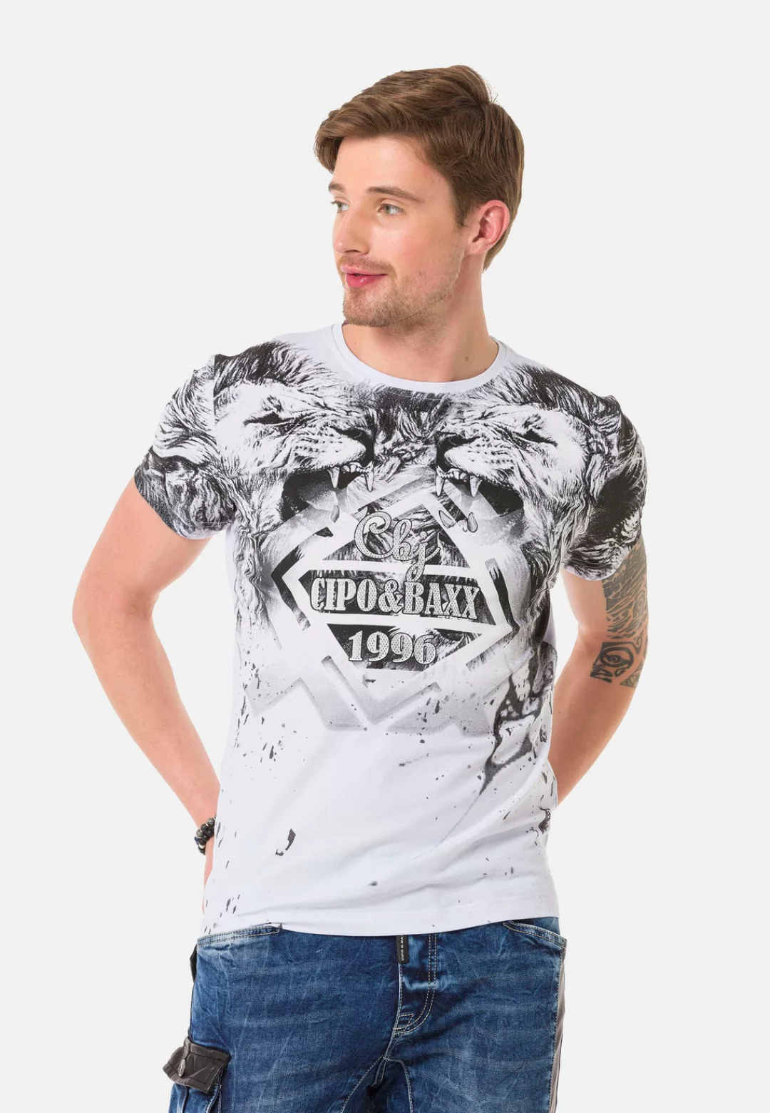 Cipo & Baxx T-Shirt, mit coolem Allover-Print günstig online kaufen