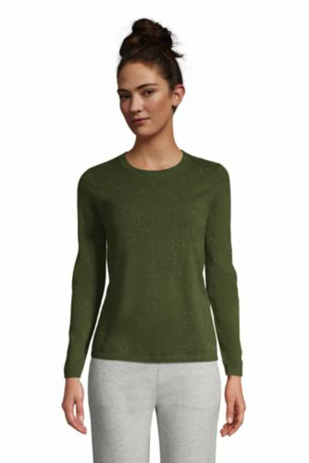 Kaschmir-Pullover mit rundem Ausschnitt, Damen, Größe: 48-50 Normal, Grün, günstig online kaufen
