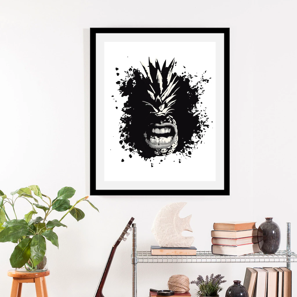 queence Bild "Angry Pineapple", (1 St.), HD Premium Poster-Druck inkl. Holz günstig online kaufen