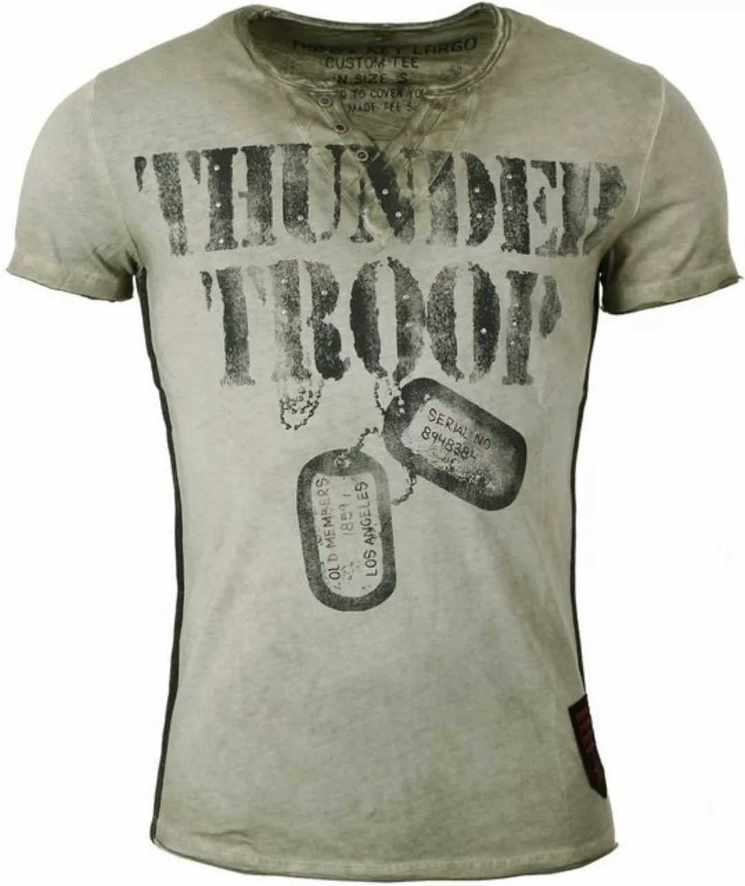 Key Largo T-Shirt für Herren Thunder Troop button Army Print Motiv vintage günstig online kaufen