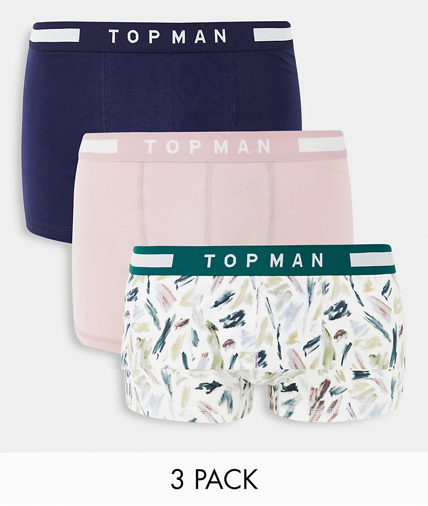 Topman –3er-Pack Unterhosen mit aufgedruckten Pinselstrichen-Mehrfarbig günstig online kaufen