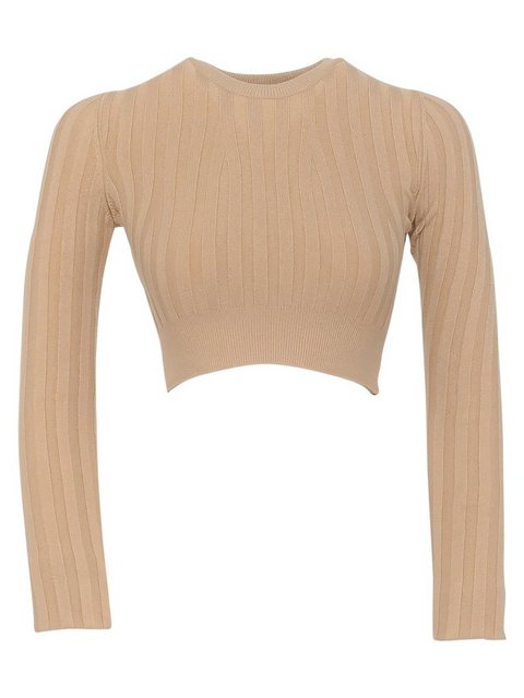 Freshlions Crop-Top Top 'KIM' Beige ML Drapiert/gerafft günstig online kaufen