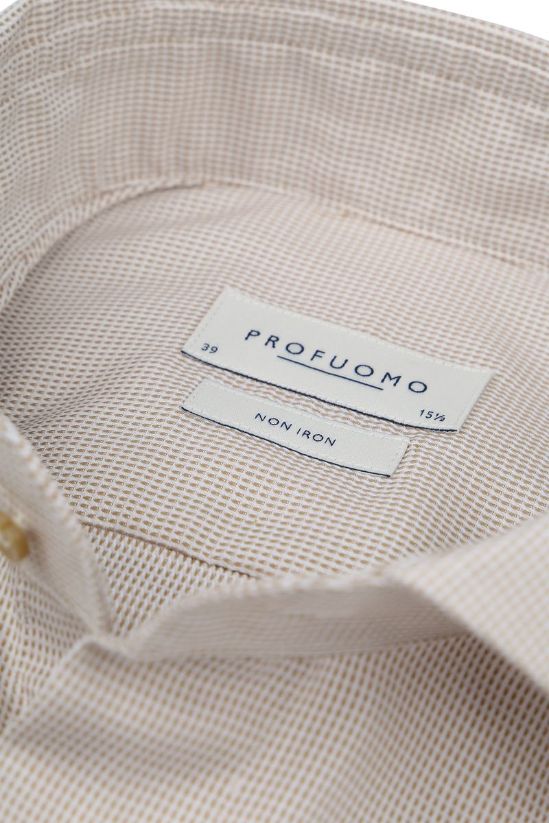 Profuomo Dobby Hemd Print Beige - Größe 41 günstig online kaufen