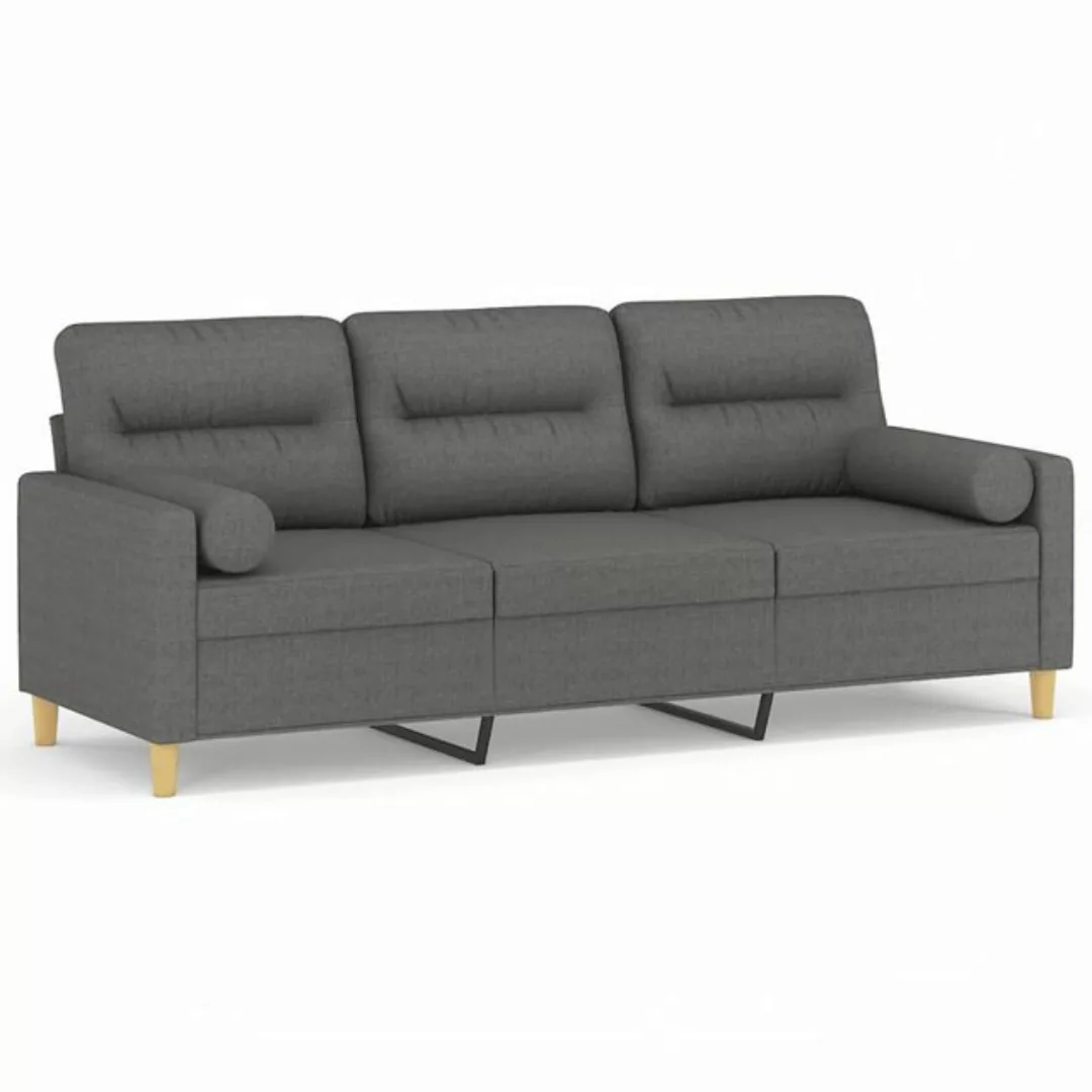 vidaXL Sofa 3-Sitzer-Sofa mit Zierkissen Dunkelgrau 180 cm Stoff günstig online kaufen