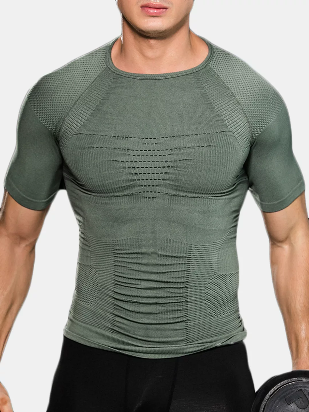 Mens Slimming Shaper Compression Bauchkompression Bodybuilding O-Ausschnitt günstig online kaufen