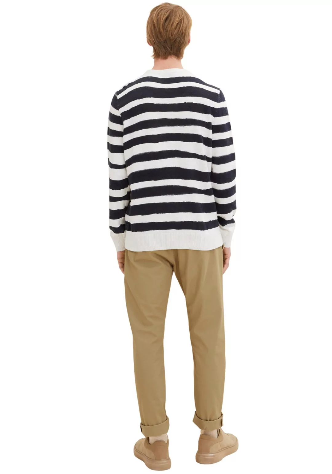 Tom Tailor Herren Rundhals Pullover PRINTED STRIPE KNITTER - Regular Fit günstig online kaufen