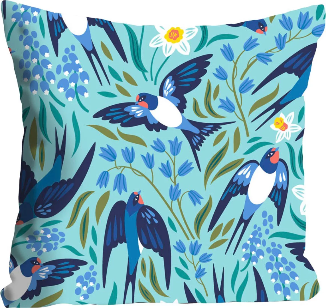 queence Dekokissen »Aila«, mit blauen Kolibris, Kissenhülle ohne Füllung, 1 günstig online kaufen