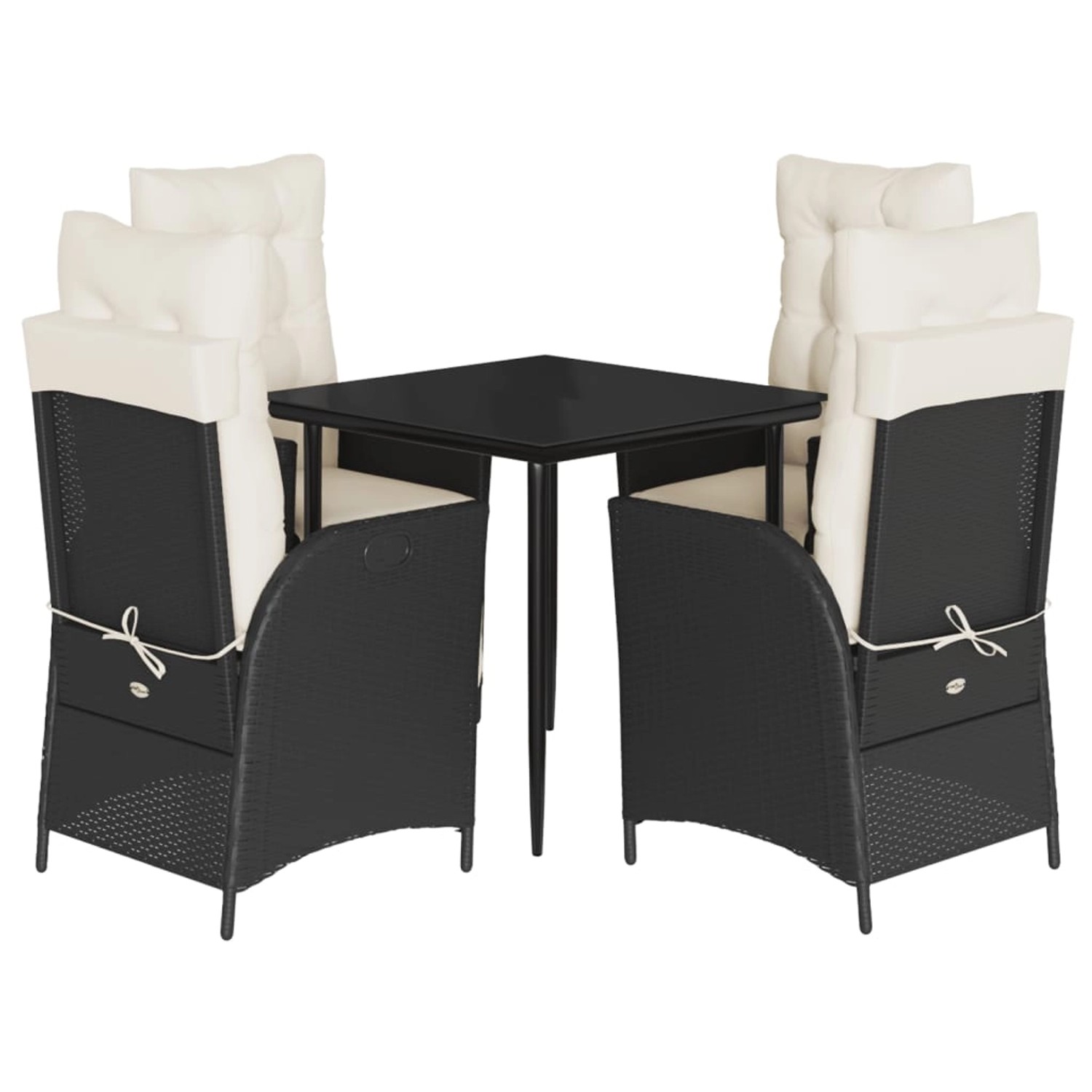 vidaXL 5-Tlg Garten-Essgruppe mit Kissen Schwarz Poly Rattan 3213379 günstig online kaufen