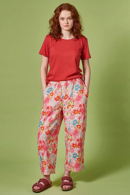 Himalaya Clothing Stoffhose Lockere Leinenhose mit Rosenmuster - pink roses günstig online kaufen