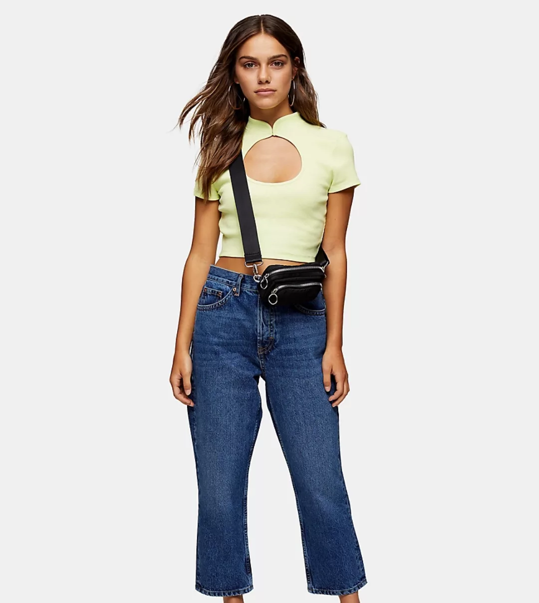 Topshop Petite – Editor – Jeans in mittlerer Waschung-Blau günstig online kaufen