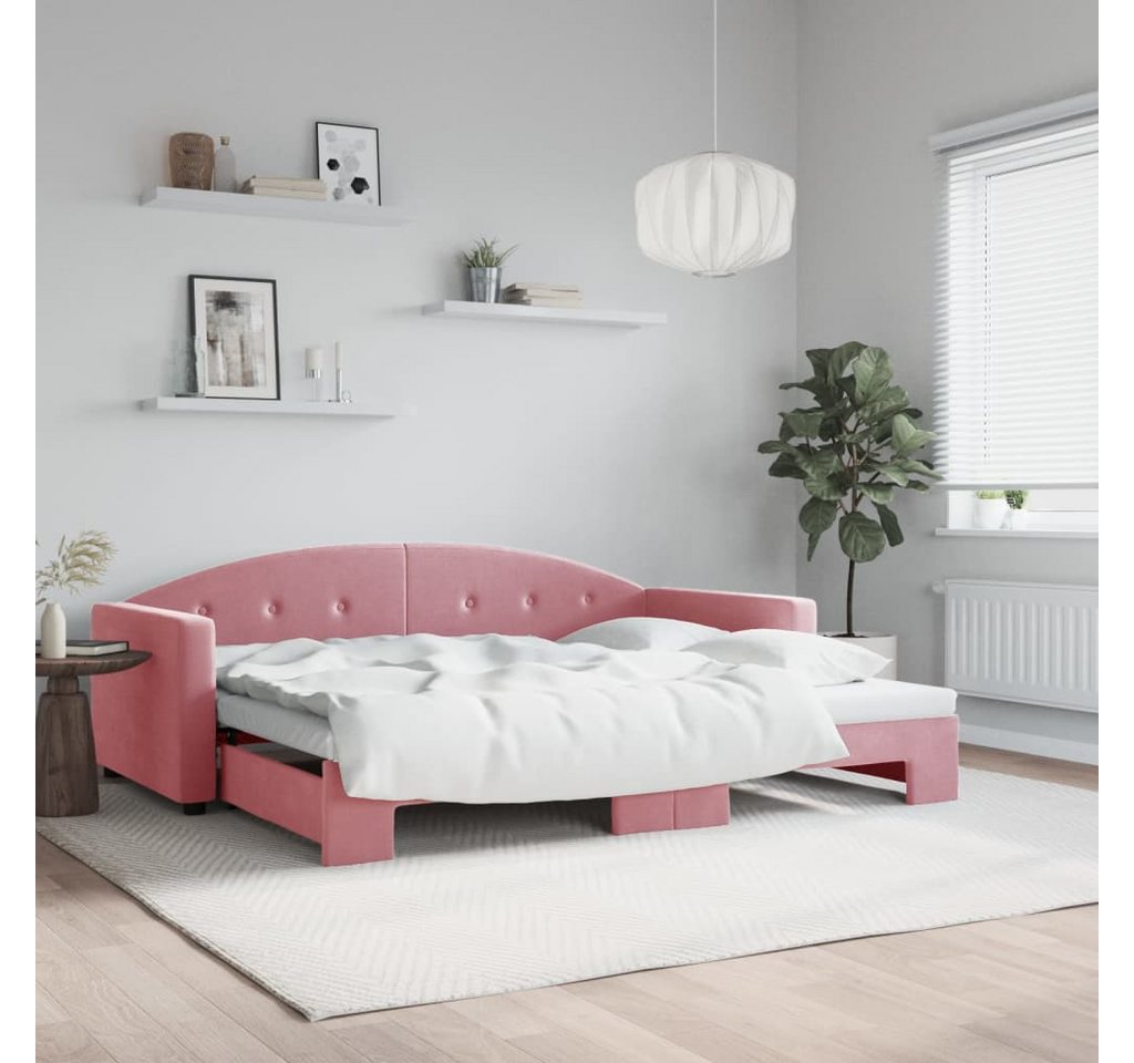 vidaXL Gästebett Gästebett Tagesbett Ausziehbar Rosa 90x200 cm Samt Bett Be günstig online kaufen