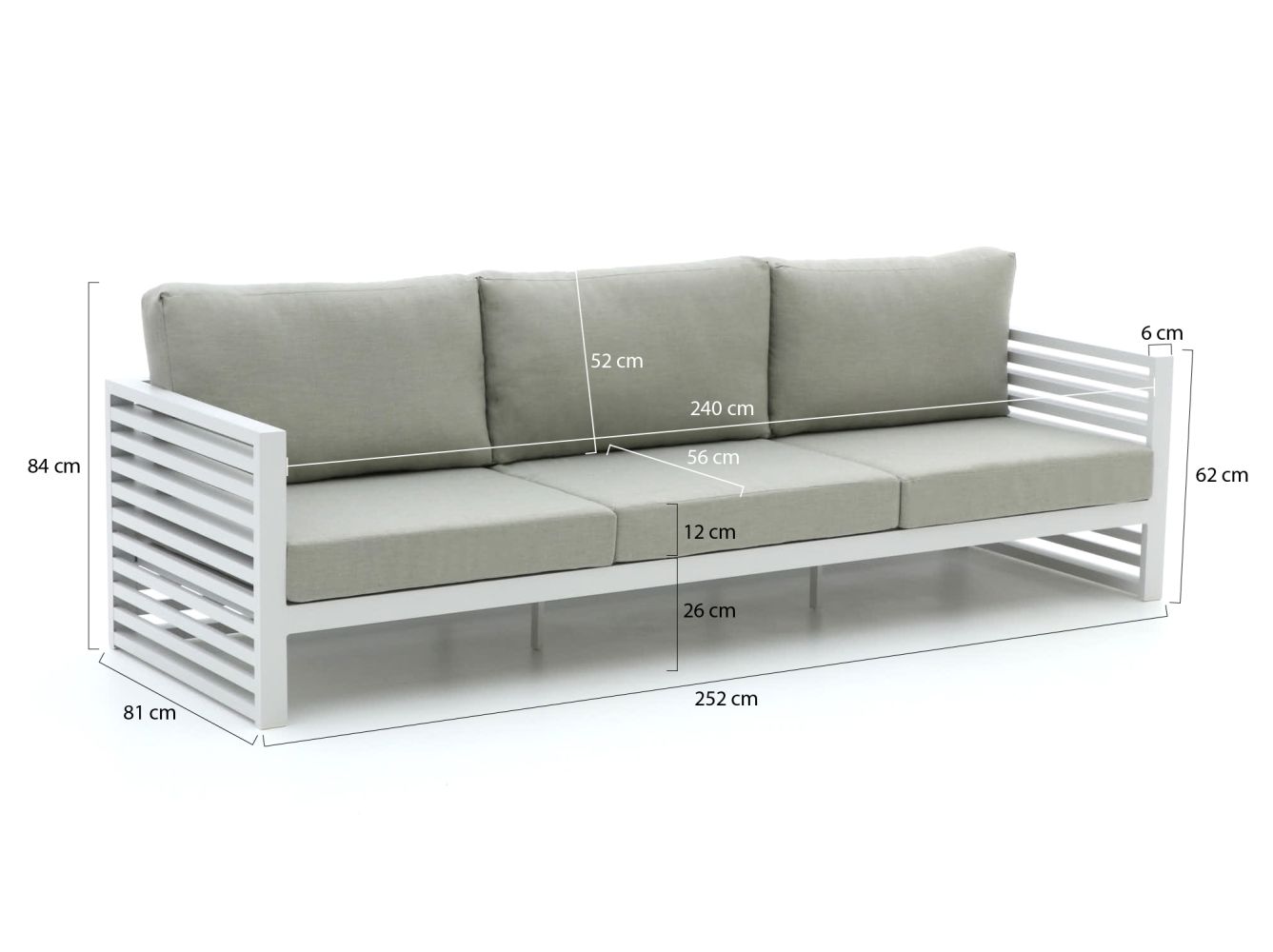 Bellagio Cadora Gartensofa 3-Sitzer 252 cm günstig online kaufen